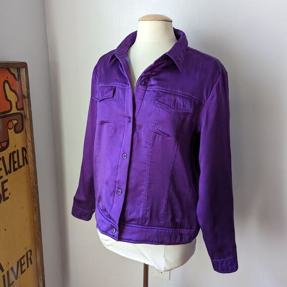 Vintage Purple Silk Jacket Size L - Picture 1 of 6